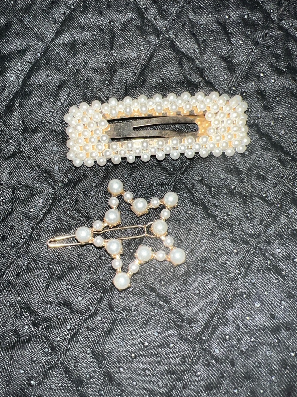 β¨ Faux Pearl Gold Hair Clip Set (2-Piece) β¨